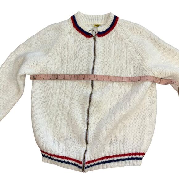 Grandpa Sweater Americana White Red Blue Women’s S/M Preppy Old Money Costal - Picture 10 of 11